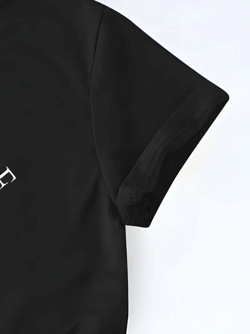 Anchor & Letter Print T-shirt, Short Sleeve Crew Neck Casual Top For Summer & Spring, Women's Clothing