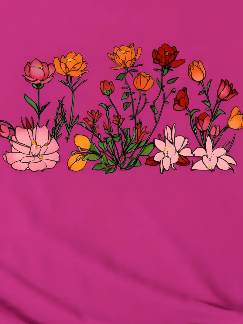 Floral Print T-shirt, Casual Crew Neck Short Sleeve Top For Spring & Summer, Women's Clothing