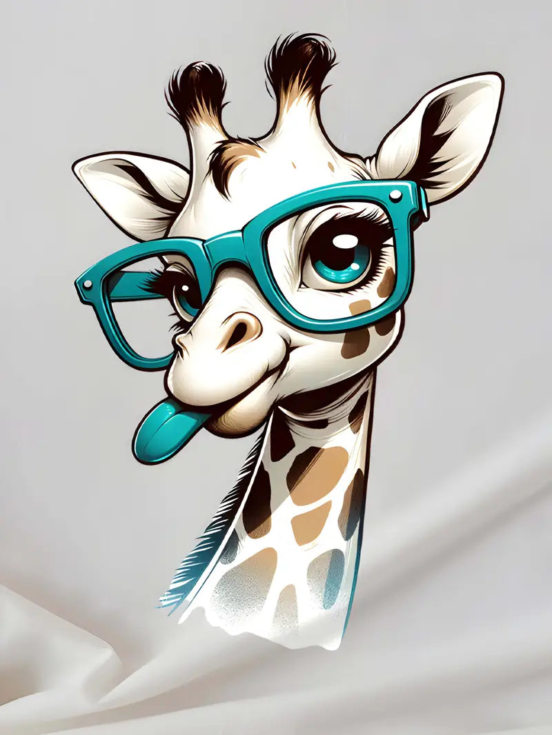 Cute Giraffe Print T-shirt, Short Sleeve Crew Neck Casual Top For Summer & Spring, Women's Clothing